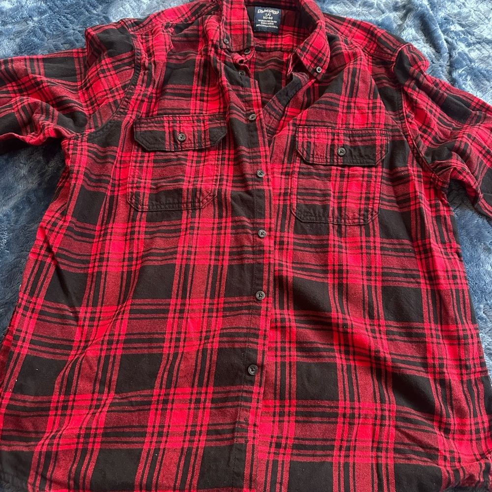 Faded Glory Red and Black Plaid Men's Shirt